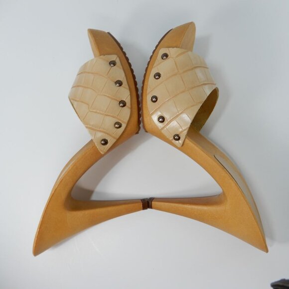 CANDIE'S Viviana Heeled Slide SANDALS Size 9 40 Beige Croco Vegan Retro NEW - Picture 13 of 14